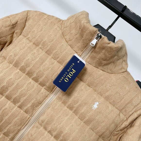 Ralph Lauren Cable Knit Textured Stand Collar Down Jacket - Picture 6 of 7